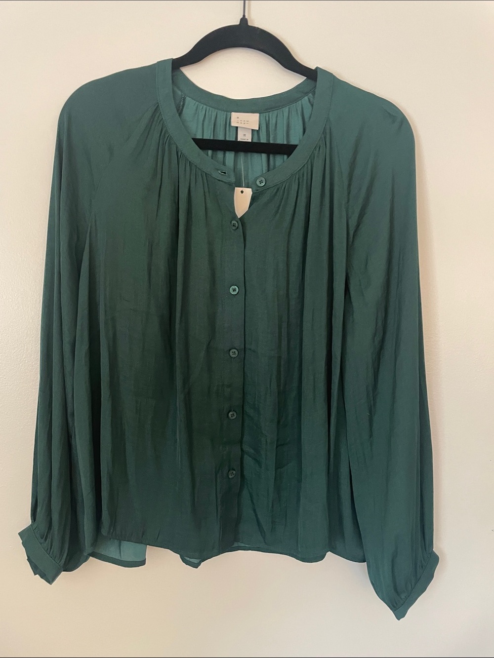 a new day Teal Green Button-Front Long Sleeve Blouse